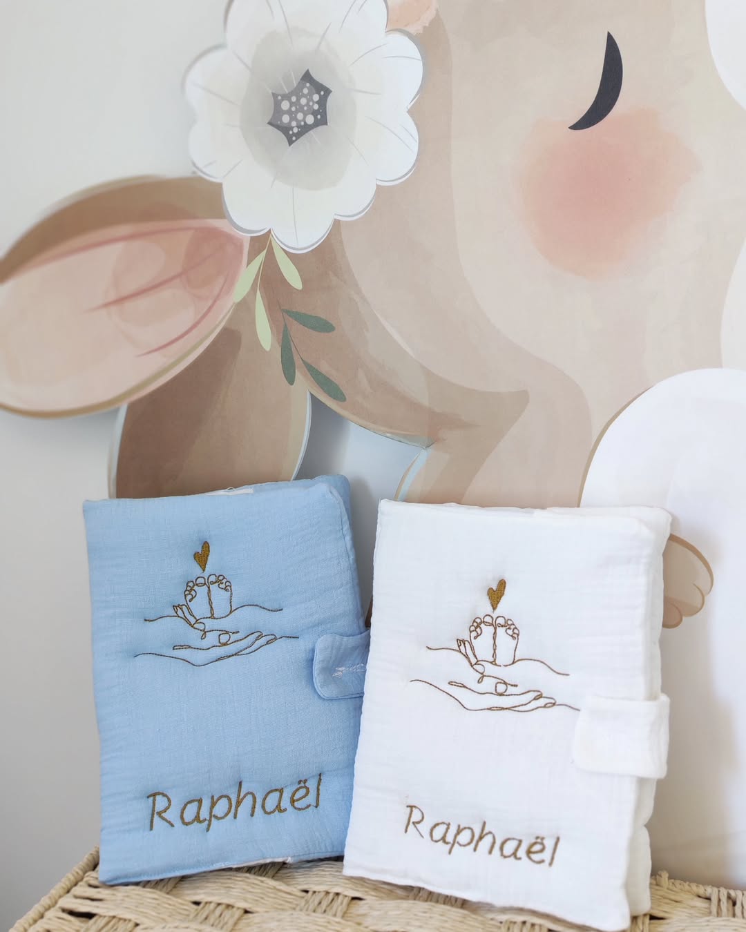 protège carnet de santé personnalisé bleu blanc